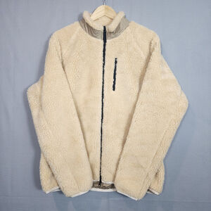 Everlane ReNew Sherpa Full Zip Jacket‎ Mock Neck Beige Pockets Men's Sz L NWOT